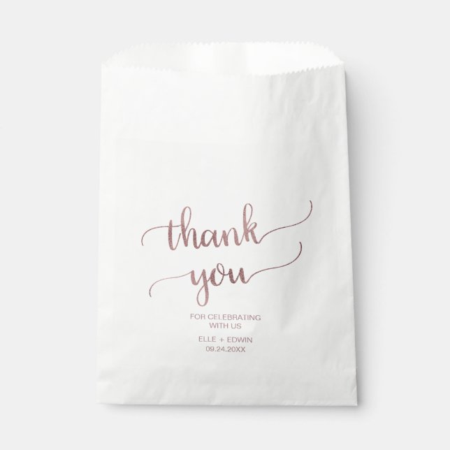 Rose Gold Wedding Favour Bag (Front)