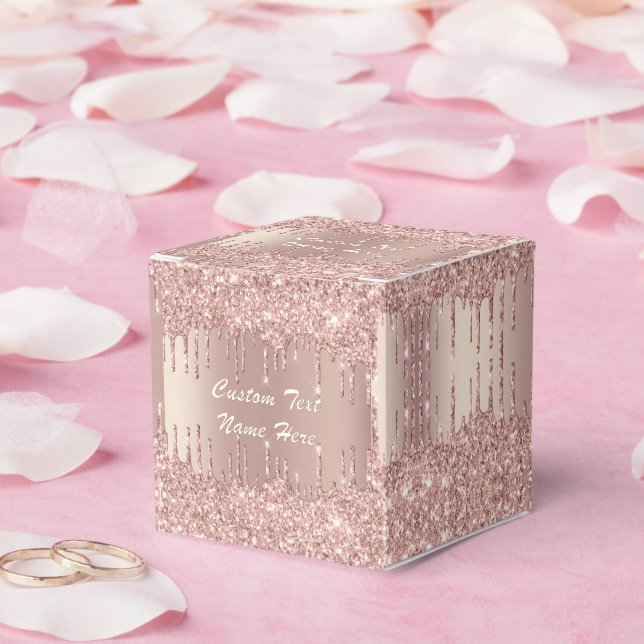 Rose Gold Wedding Favour Boxes with Custom Text (Wedding)