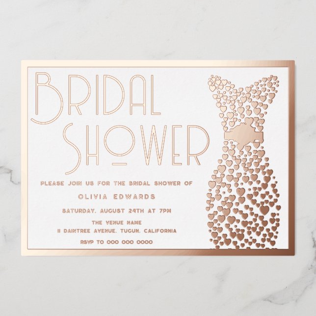 Rose Gold Wedding Gown Vintage Retro Bridal Shower (Front)