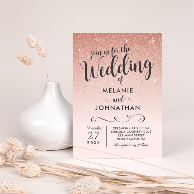Rose Gold Wedding Invitation, Ombre Pink Invitation (Creator Uploaded)