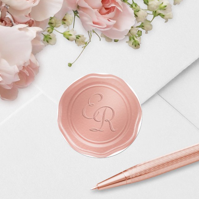 Rose Gold Wedding Monogram Faux Wax Seal (Creator Uploaded)