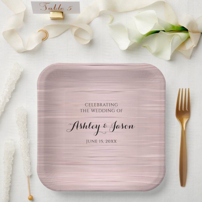 Rose Gold Wedding Paper Plate (Wedding)