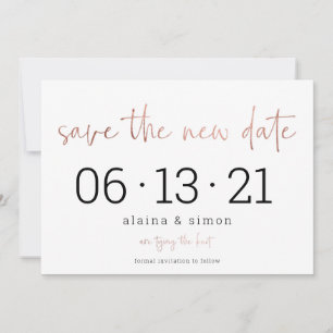 Rose Gold Wedding Postponement Save the New Date Save The Date