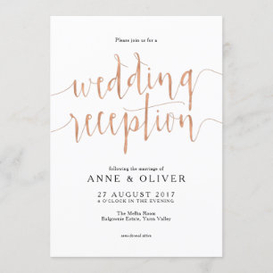 Rose Gold Wedding Reception Invitation