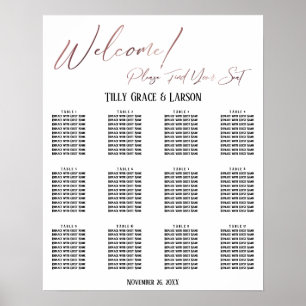 Rose Gold Wedding Reception Seating Chart