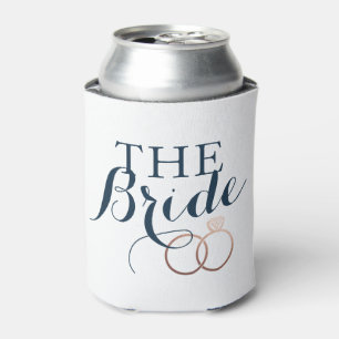 Rose Gold Wedding Rings Bride Custom Can Cooler