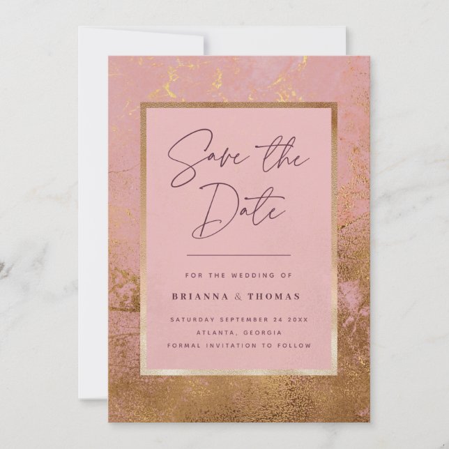 Rose Gold Wedding Save the Date (Front)