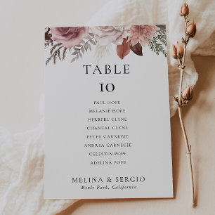 Rose Gold Wedding Table 10 Seating Chart card