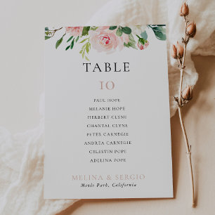 Rose Gold Wedding Table 6 Seating Chart card