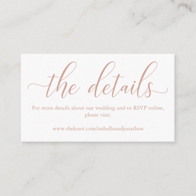 Rose Gold Wedding Website Enclosure Card (Front)