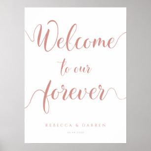 Rose Gold Welcome to our Forever Wedding Sign