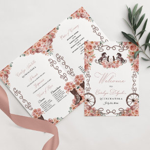 Rose Gold Western Charro Quinceañera Program