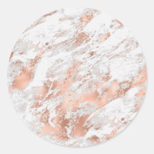 Rose Gold Wh Marble, Blank Template DIY Text & Art Classic Round Sticker