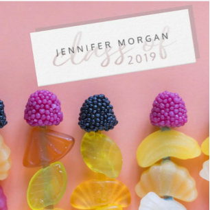 Rose Gold Whimsical Script   Graduation Name Card