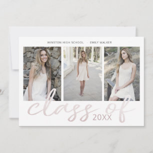 Rose Gold Whimsical Script Photo Graduation Card