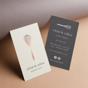 Rose Gold Whisk Bakery Chef Caterer Business Card