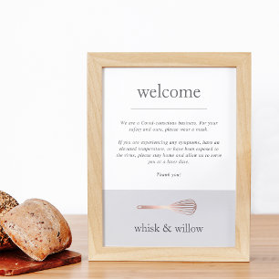 Rose Gold Whisk   Bakery Covid Safety Welcome Poster