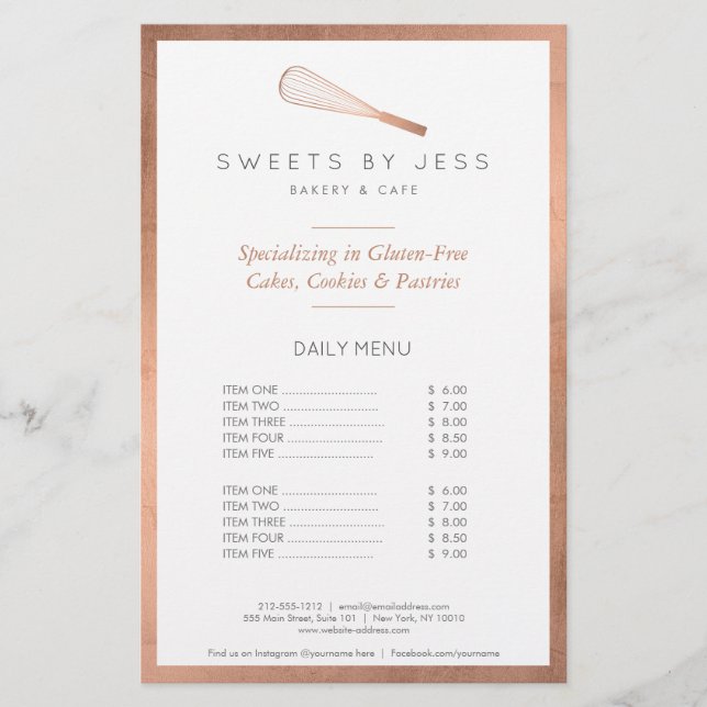 Rose Gold Whisk Bakery Half Page Flyer (Front)