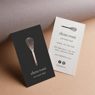 Rose Gold Whisk Chef Catering Bakery Business Card