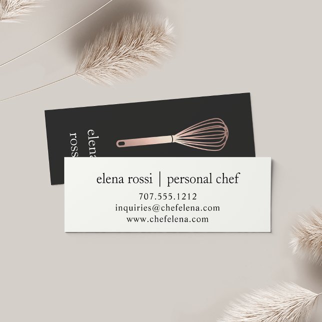 Rose Gold Whisk Logo | Chef Catering Bakery Mini Business Card (Creator Uploaded)