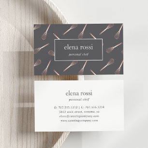 Rose Gold Whisk Pattern Chef Catering Bakery Business Card