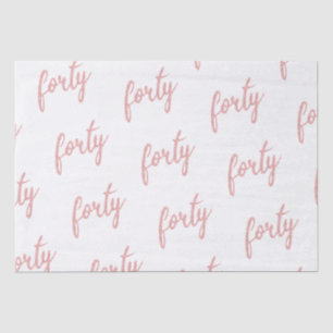 Rose Gold White 40 Birthday Party Glitter "Forty" Tissue Paper