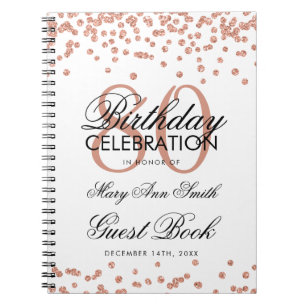 Rose Gold White 80th Birthday Guest Book Confetti