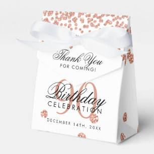 Rose Gold White 90th Birthday Thank You Confetti Favour Box