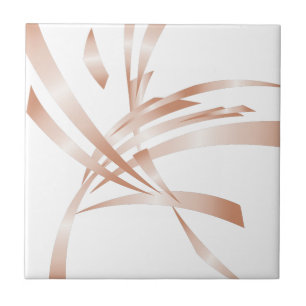 Rose Gold White Abstract Art Ceramic Tile