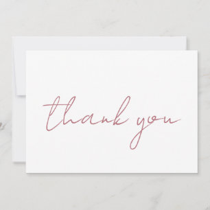 Rose Gold White Elegant Modern Plain Handwriting Thank You Card