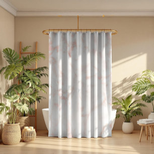 Rose-gold & White Faux Marble Shower Curtain
