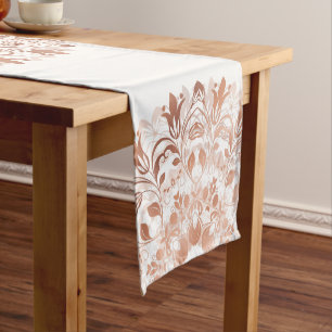 Rose Gold White Floral Mandala Short Table Runner