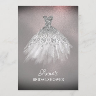 *~* Rose Gold White Gown Dress Bridal Shower Invitation