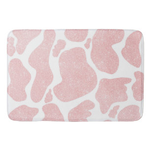 Rose Gold white Large Cow Spots Animal Print Bath Mat