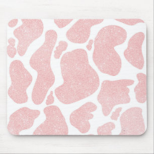 Rose Gold white Large Cow Spots Animal Print Mouse Pad