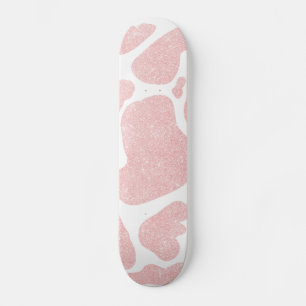 Rose Gold white Large Cow Spots Animal Print Skateboard