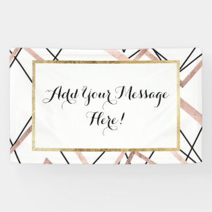 Rose Gold White Linear Triangle Abstract Pattern Banner
