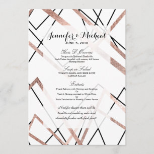 Rose Gold White Linear Triangle Abstract Pattern Menu