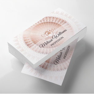 Rose Gold White Lotus Mandala Business Card
