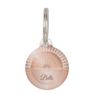 Rose Gold  White Mandala Personalise Pet Tag