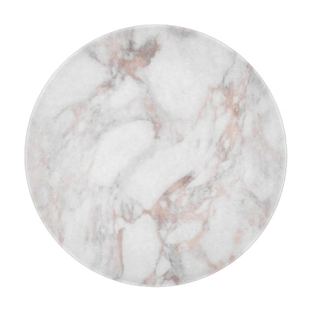 Rose Gold White Marble Template Trendy Elegant Cutting Board (Front)