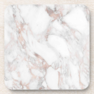 Rose Gold White Marble Trendy Template Elegant Coaster