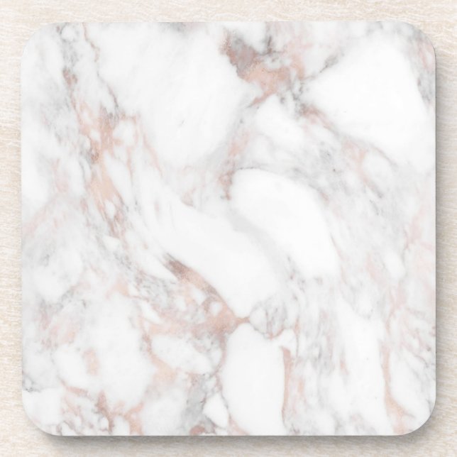 Rose Gold White Marble Trendy Template Elegant Coaster (Front)