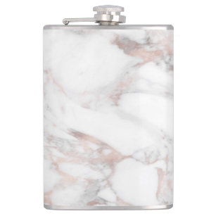 Rose Gold White Marble Trendy Template Elegant Hip Flask