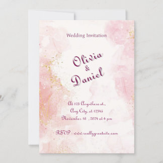 Rose Gold & White Marble Wedding Invitation