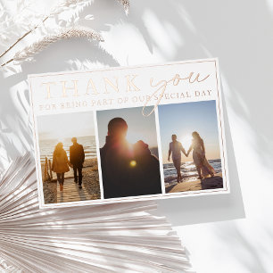 Rose Gold White Photo Wedding Thank You  Rose 