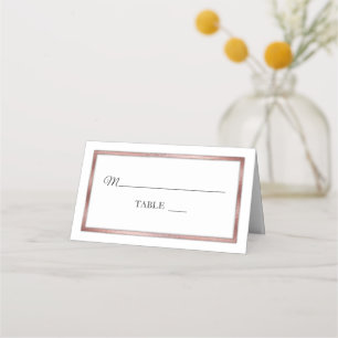 Rose Gold   White Simple Elegant Place Cards