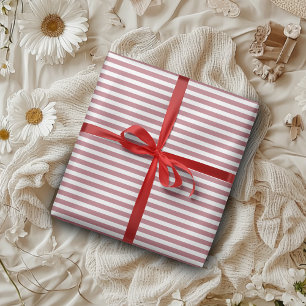 Rose Gold White Simple Horizontal Striped Wrapping Paper