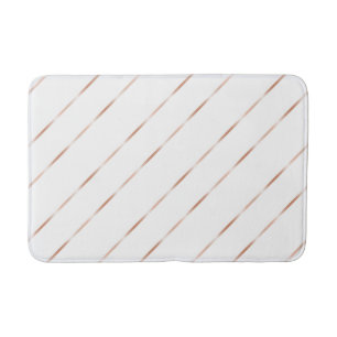 Rose Gold White Stripes Bath Mat