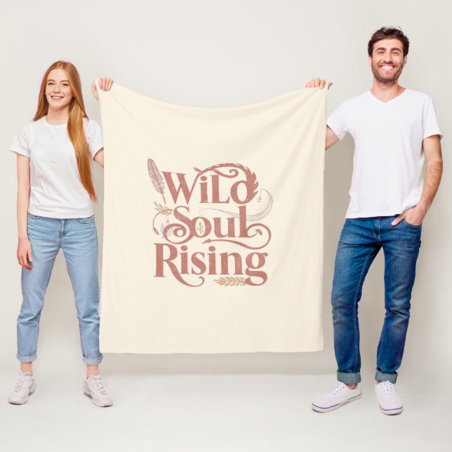 Rose Gold Wild Soul Rising Free Spirit Fleece Blanket (In Situ)